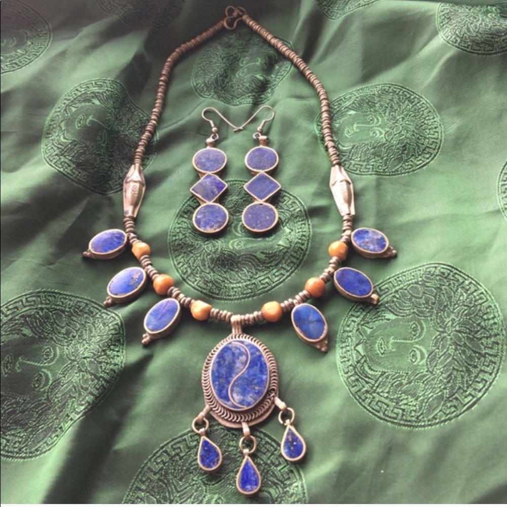 Free People large Lapis Lazuli Set